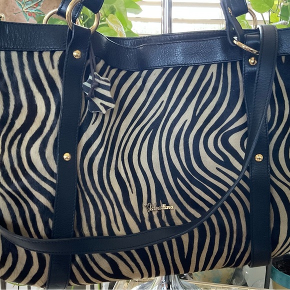 VALENTINA LARGE HAIR CALF BAG WITH DOUBLE STRAPS REMOVABLE SHOULDER STRAP LINED - Picture 11 of 11